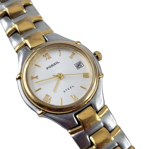 Fossil bracelet watch dress watch gold silver tone - new battery, works great! - Picture 11 of 16